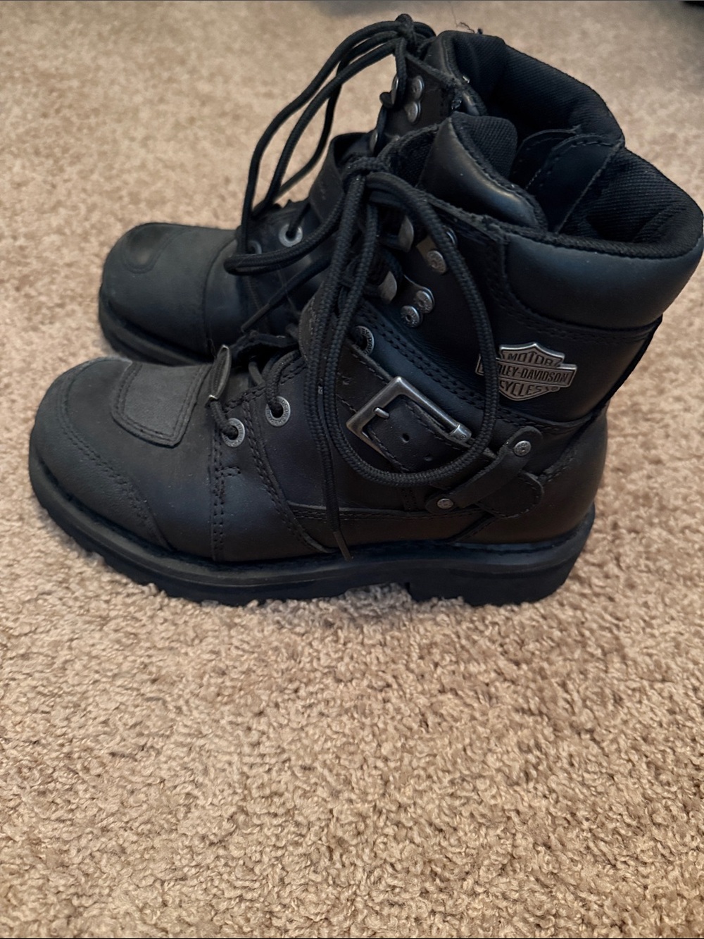 Harley-Davidson women’s Black Lace-Up Buckle Leather Boots